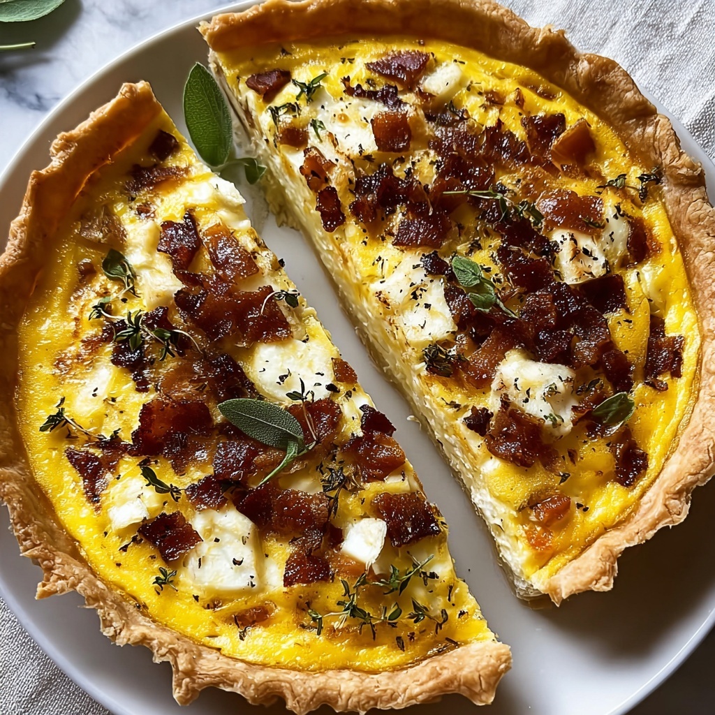 Pumpkin Ricotta and Caramelized Onion Tart with Bacon and Sage Recipe - Recipe Image
