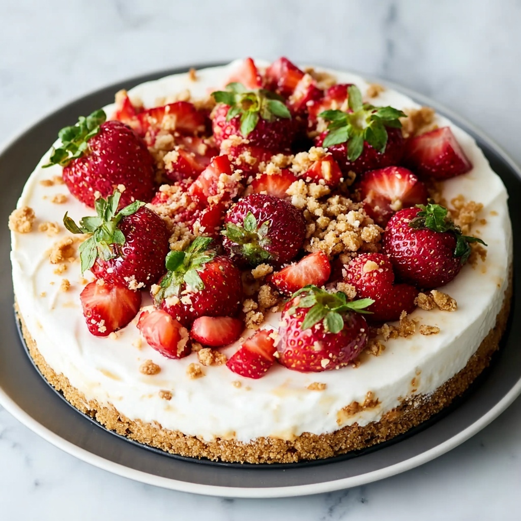 No-Bake Strawberry Crunch Cheesecake Recipe - Recipe Image