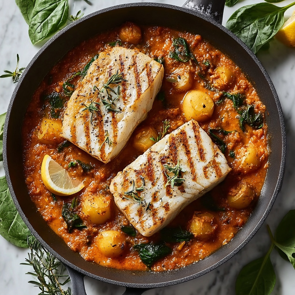 Perfectly Grilled Cod with Homemade Romesco Sauce Recipe - Recipe Image