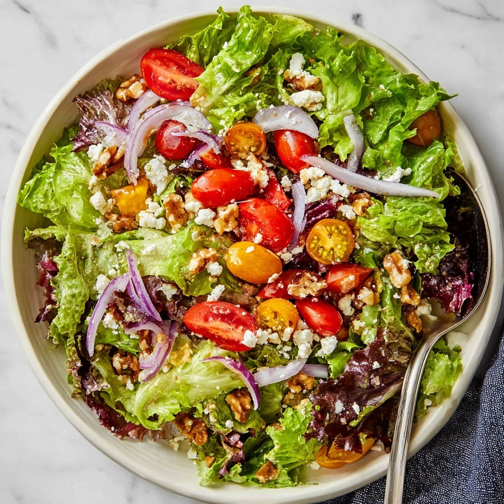 Spring Mix Salad with Feta, Walnuts, and Red Wine Vinaigrette Recipe - Recipe Image