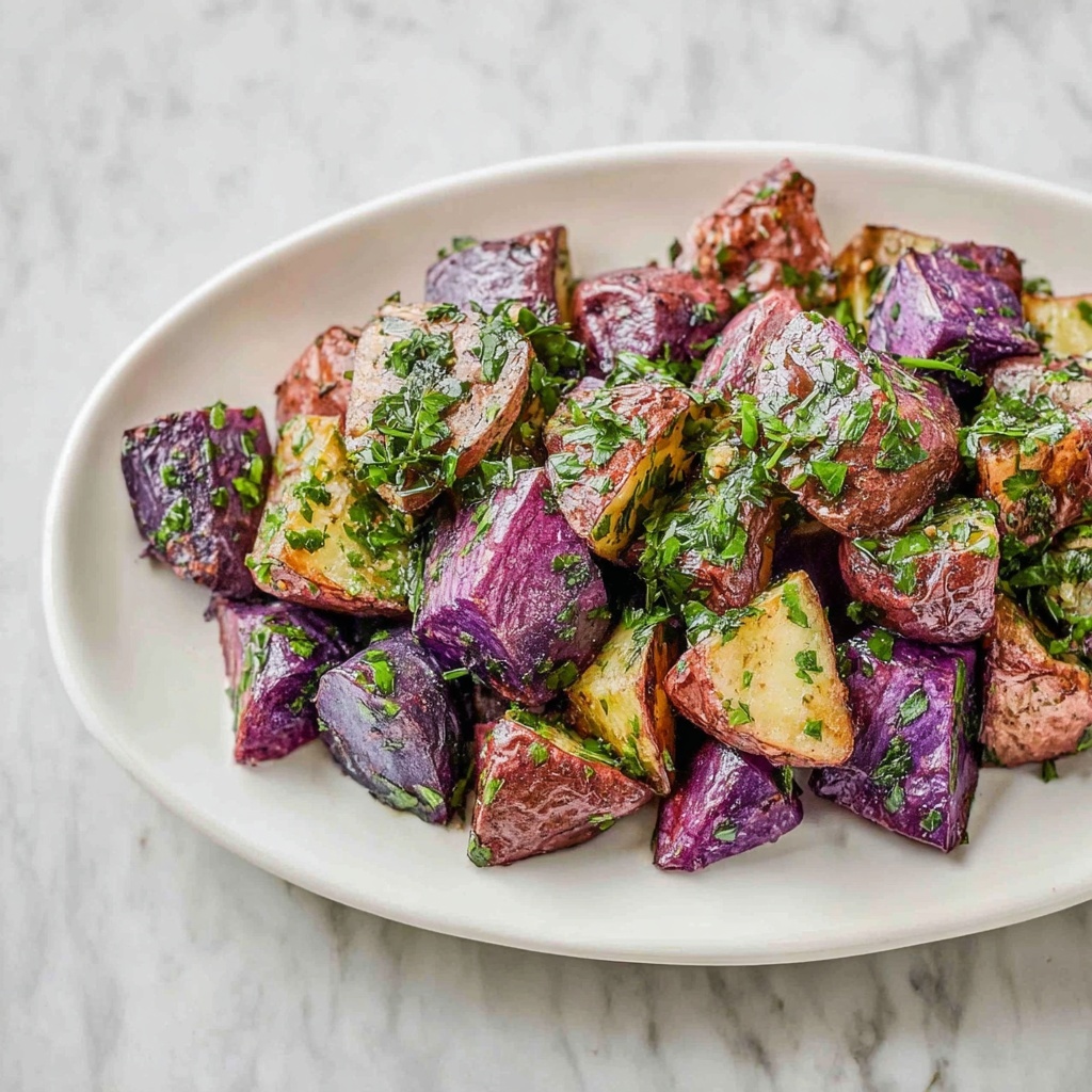 Roasted Purple Potatoes with Herbs and Garlic Recipe - Recipe Image