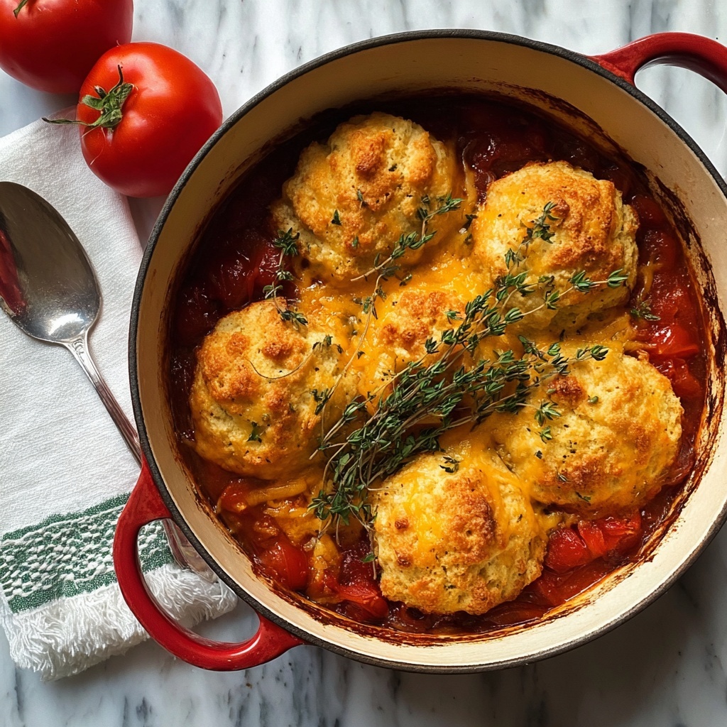 Tomato Cobbler with Cornmeal-Cheddar Biscuits Recipe - Recipe Image