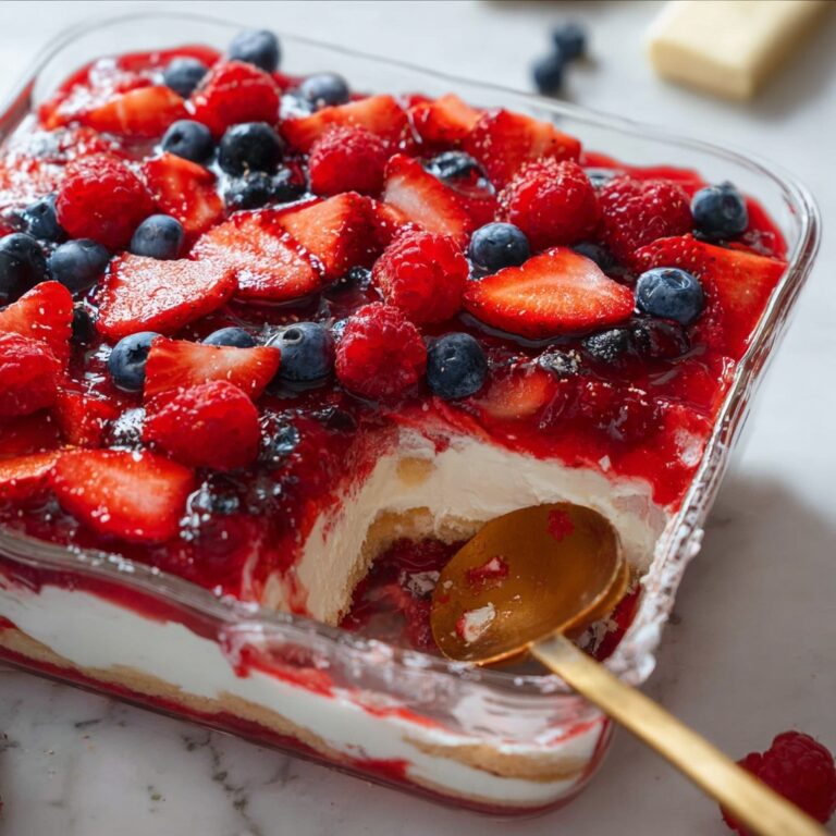Strawberry Tiramisu with Blueberries and Raspberries Recipe