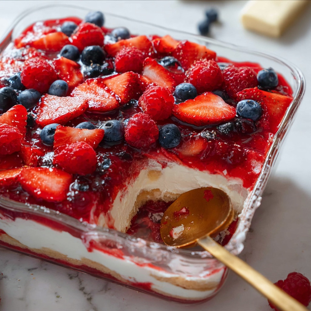 Strawberry Tiramisu with Blueberries and Raspberries Recipe - Recipe Image