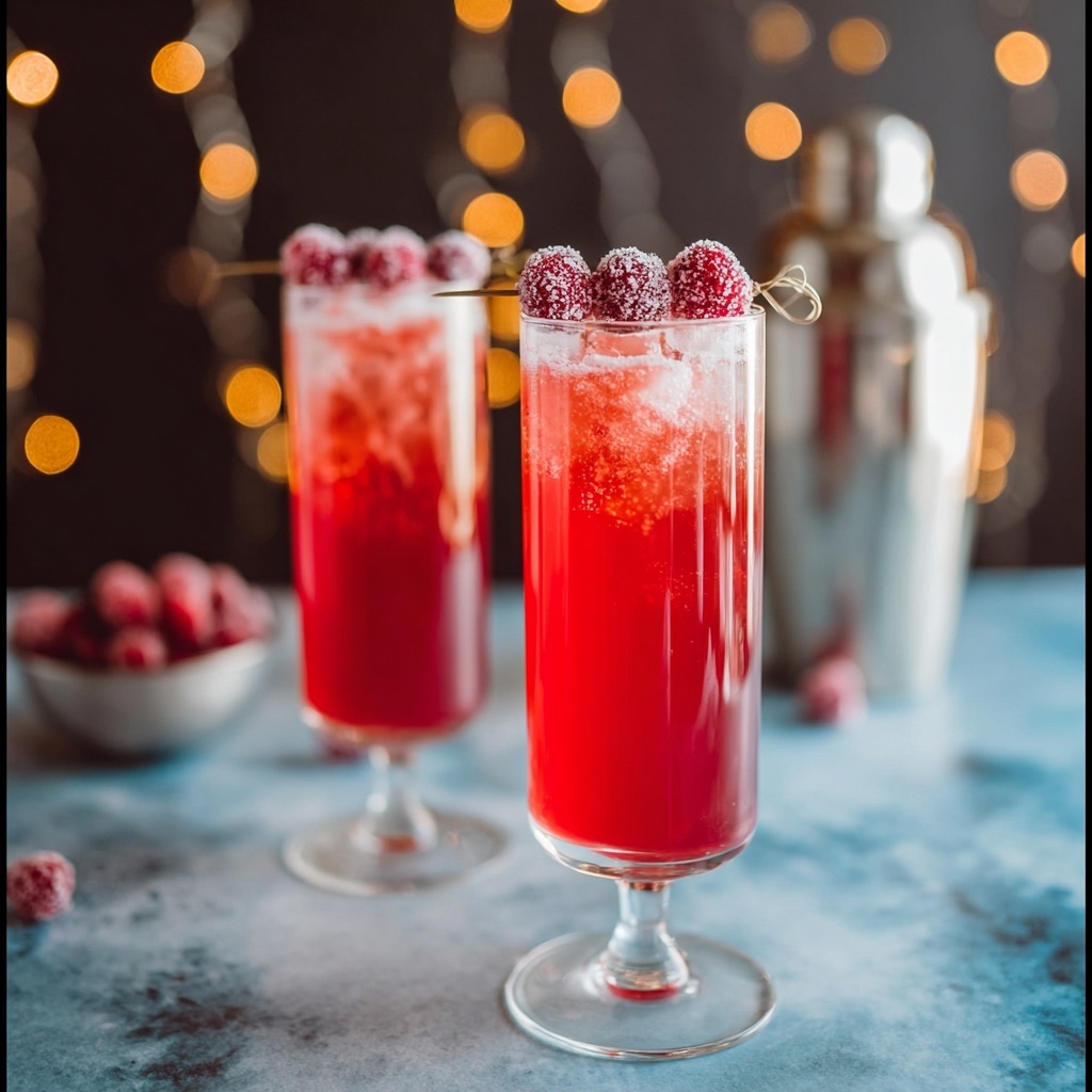 Sugared Cranberry Ginger Mimosas Recipe - Recipe Image