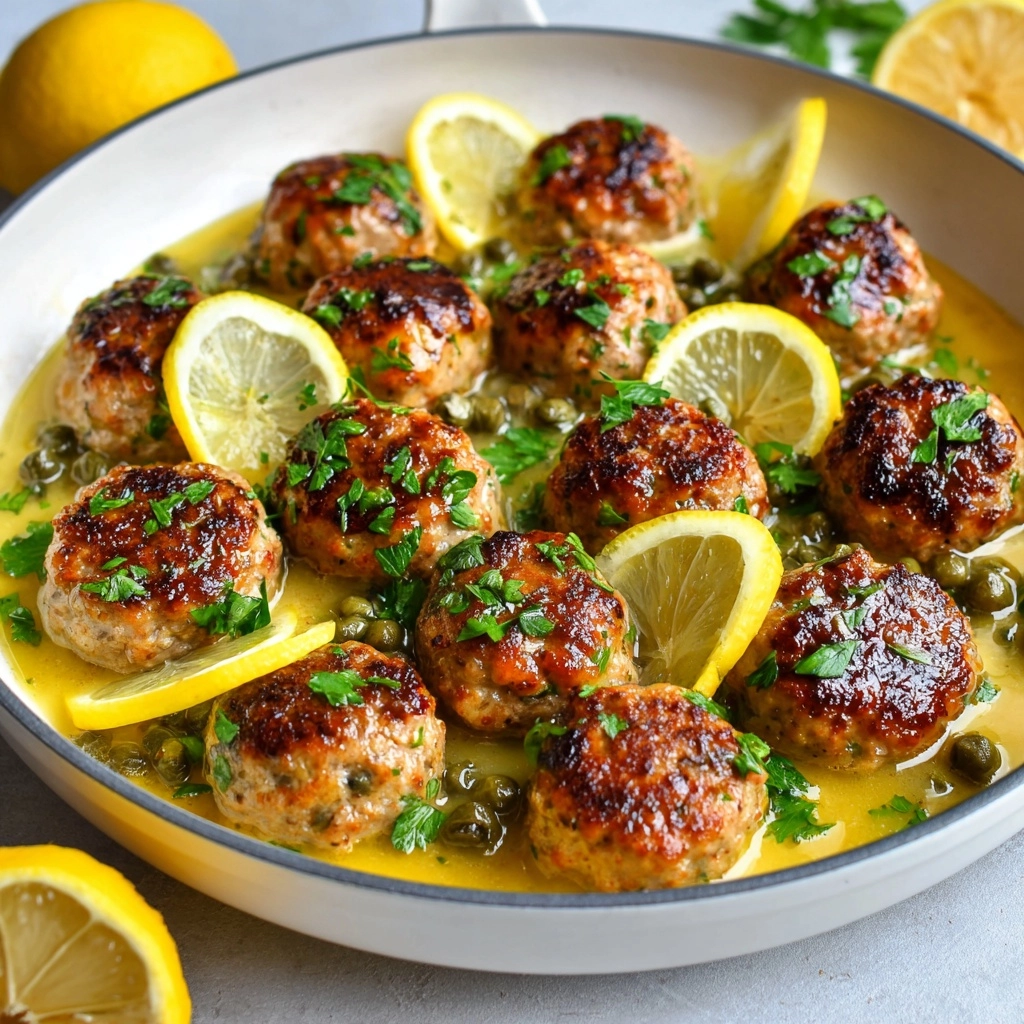 Saucy Chicken Piccata Meatballs Recipe - Recipe Image