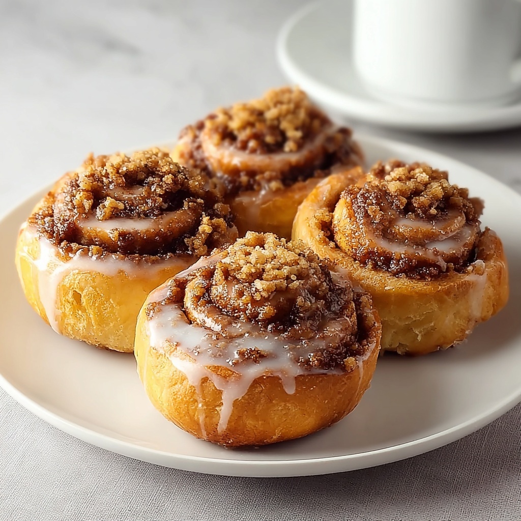 Apple Cheesecake Buns with Crumble Topping and Sweet Glaze Recipe - Recipe Image