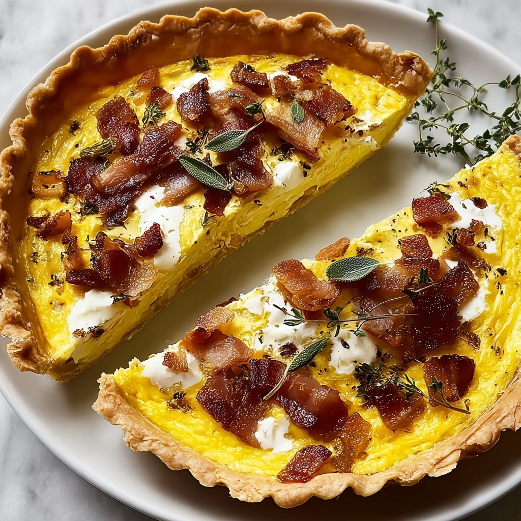 Pumpkin Ricotta and Caramelized Onion Tart with Bacon and Sage Recipe - Recipe Image