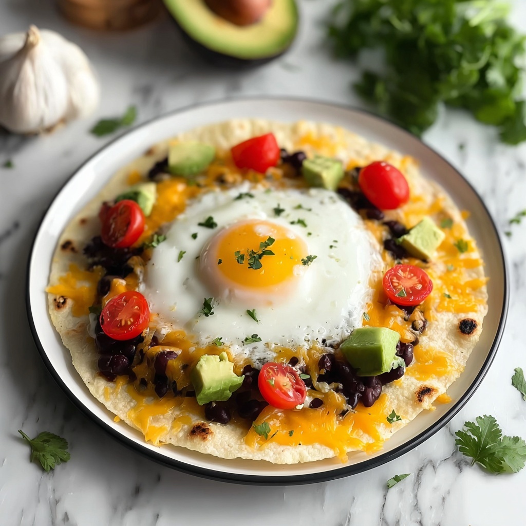 Breakfast Tostadas with Eggs, Black Beans, Cheddar, and Salsa Recipe - Recipe Image