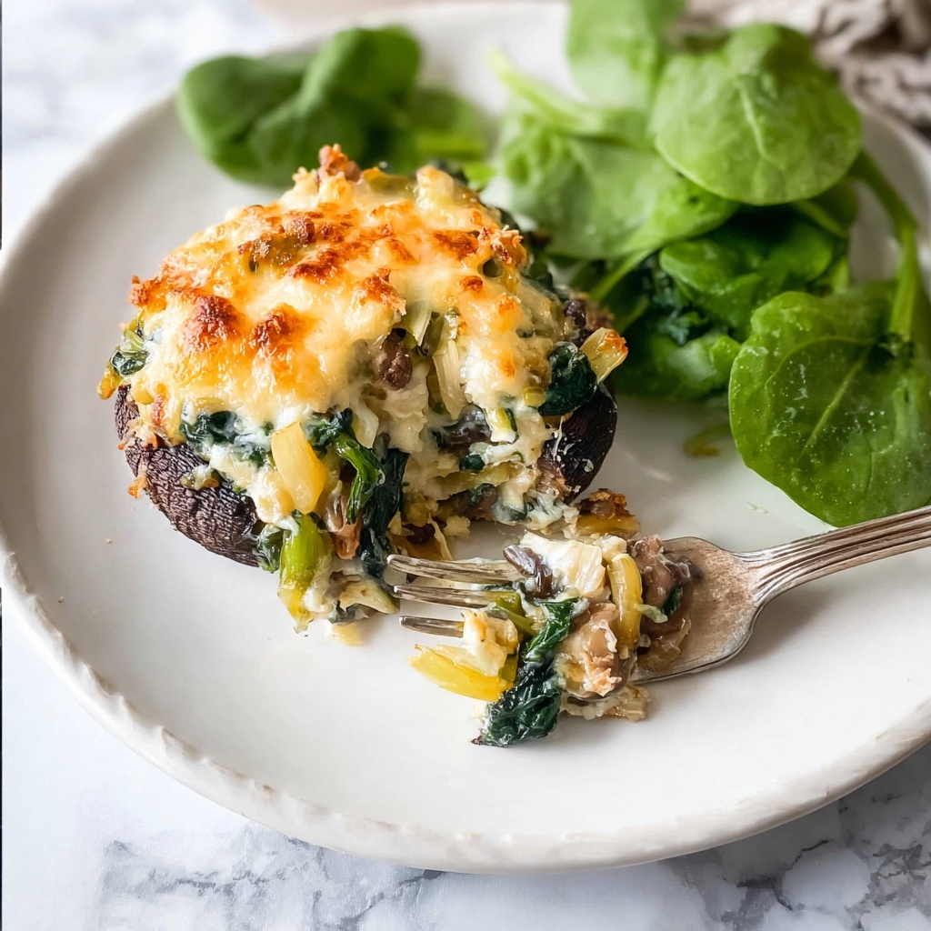 Stuffed Portobello Mushrooms with Spinach, Leeks, and Mozzarella Recipe - Recipe Image