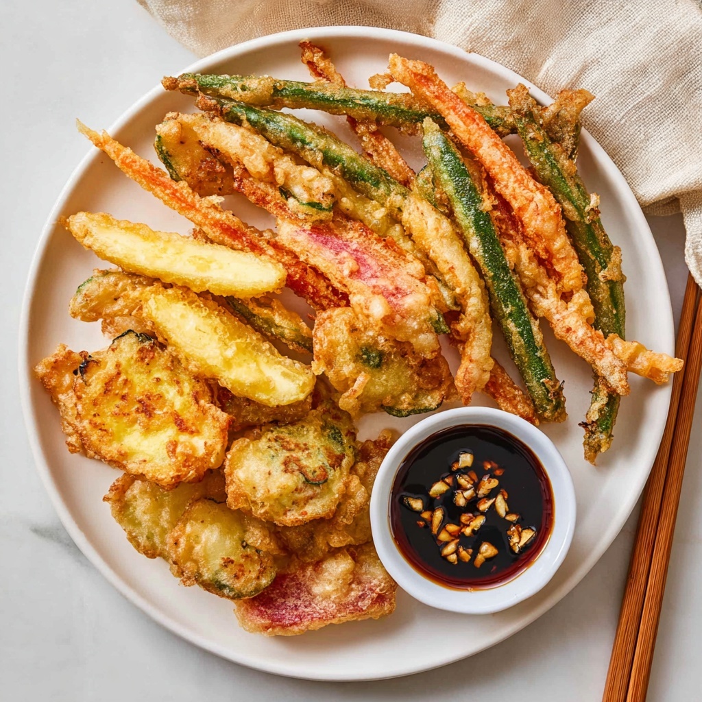Vegetable Tempura with Ginger Garlic Soy Dipping Sauce Recipe - Recipe Image