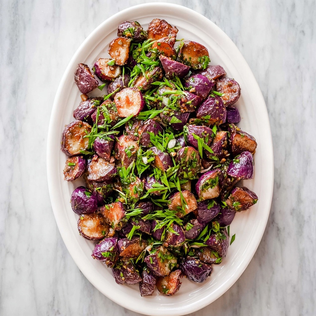 Roasted Purple Potatoes with Herbs and Garlic Recipe - Recipe Image