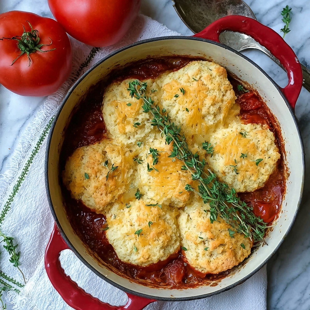 Tomato Cobbler with Cornmeal-Cheddar Biscuits Recipe - Recipe Image