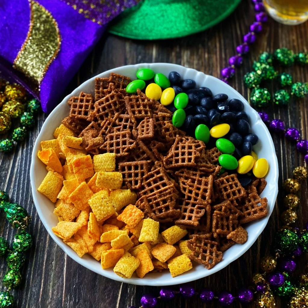 Mardi Gras Snack Mix - A Quick and Easy Appetizer Recipe - Recipe Image