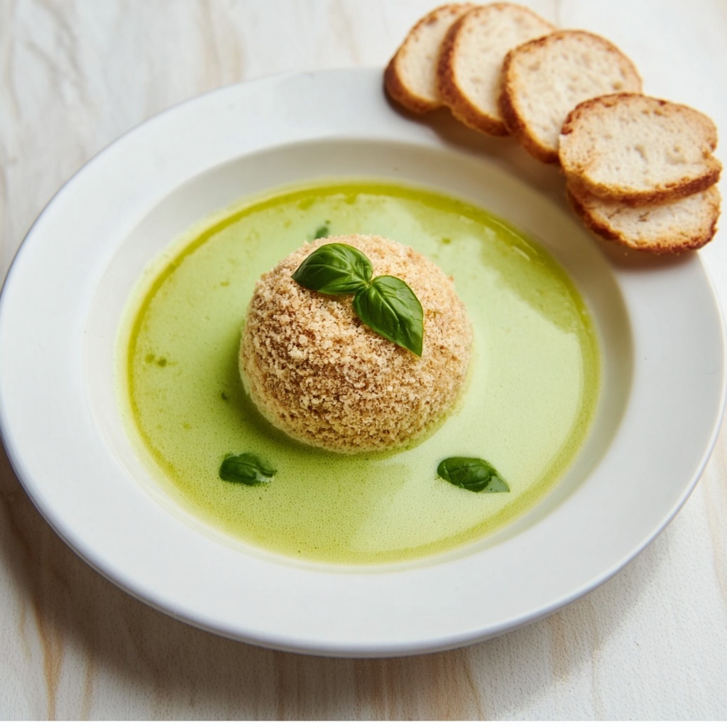 Parmesan Crusted Goat Cheese with Basil Oil Recipe - Recipe Image