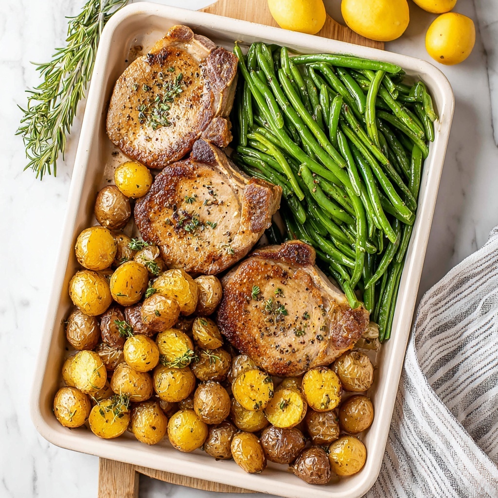 Sheet Pan Pork Chops with Potatoes and Green Beans Recipe - Recipe Image