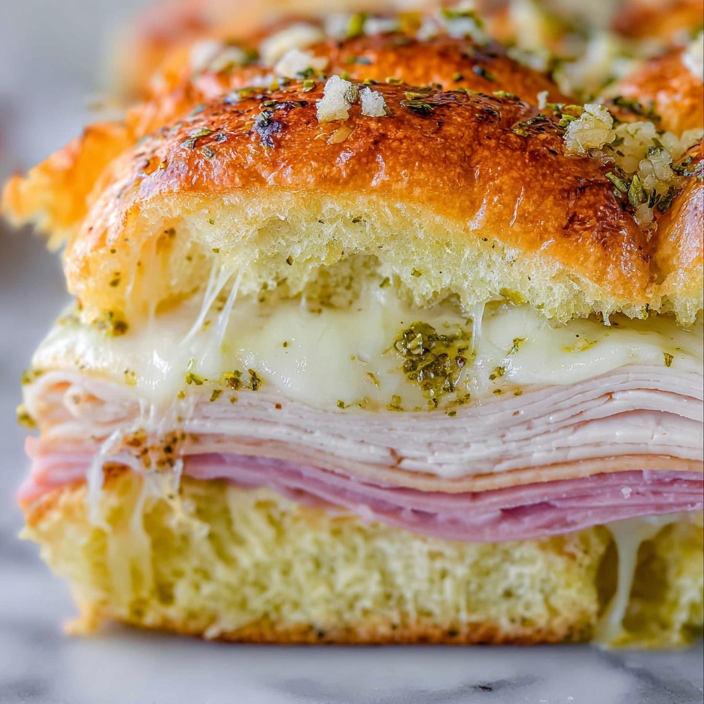 Canadian Bacon and Havarti Cheese Sliders with Pesto Glaze Recipe - Recipe Image