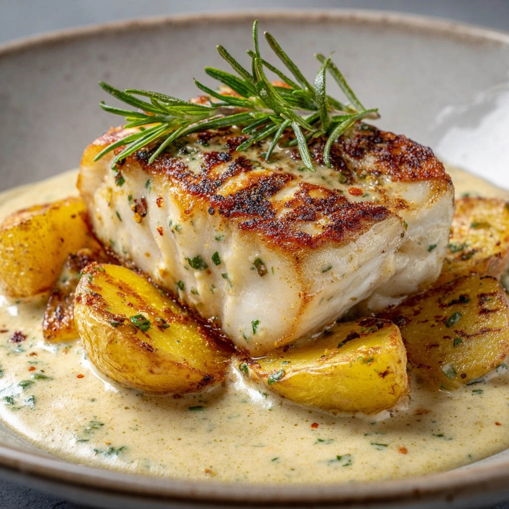 Cod & Potatoes in Rosemary Cream Sauce Recipe - Recipe Image