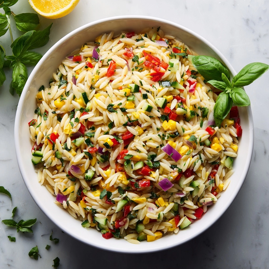 Lemony Rainbow Orzo Salad Recipe - Recipe Image
