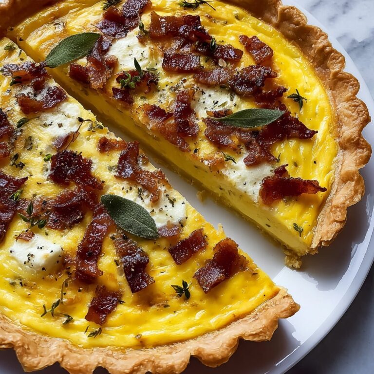 Pumpkin Ricotta and Caramelized Onion Tart with Bacon and Sage Recipe