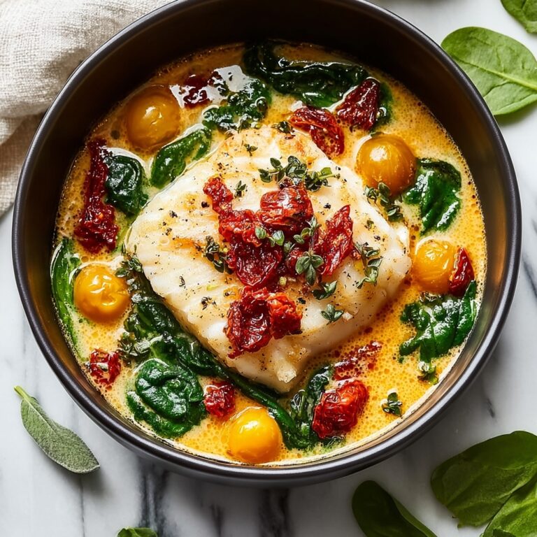 Creamy Keto Tuscan Cod with Spinach and Sun-Dried Tomatoes Recipe