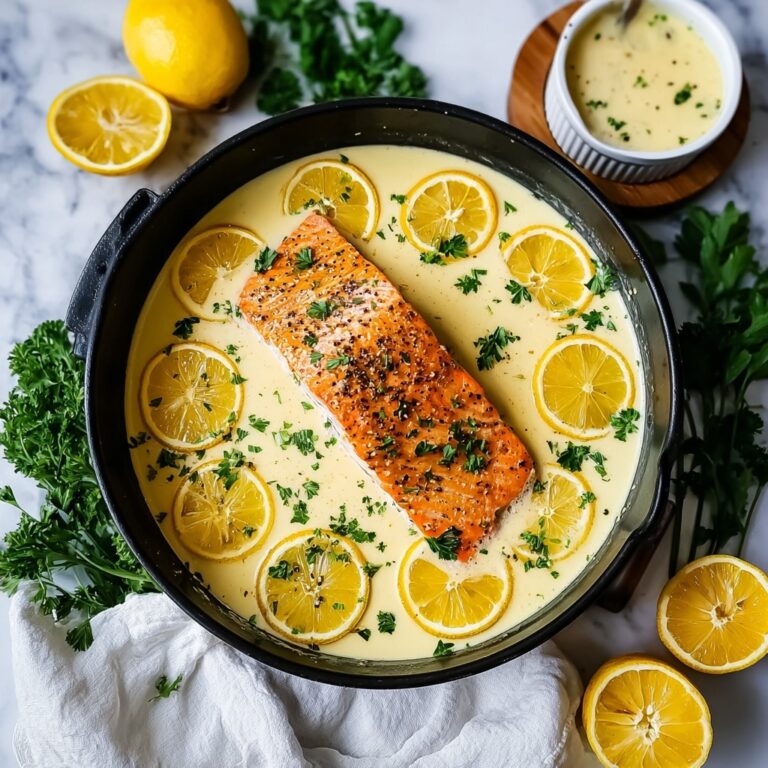 Baked Salmon with Lemon Butter Cream Sauce Recipe