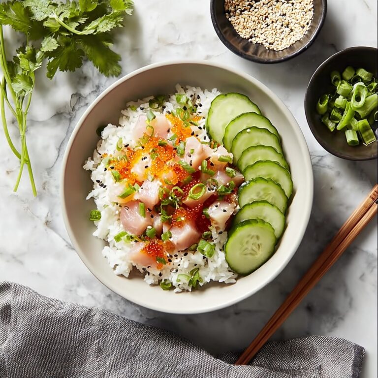 Crispy Rice Salmon Cucumber Salad with Creamy Asian Dressing Recipe