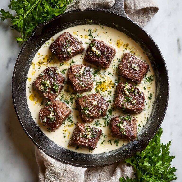 Garlic Butter Steak Bites with a Rich Parmesan Cream Sauce Recipe