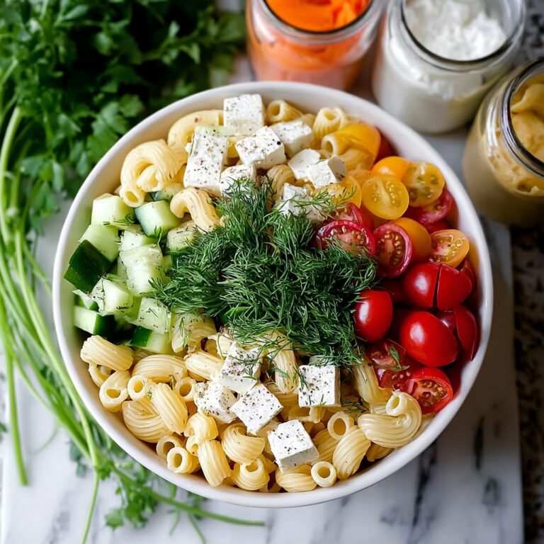 Layered Pasta Salad with Cherry Tomatoes, Cucumber, and Mozzarella Recipe