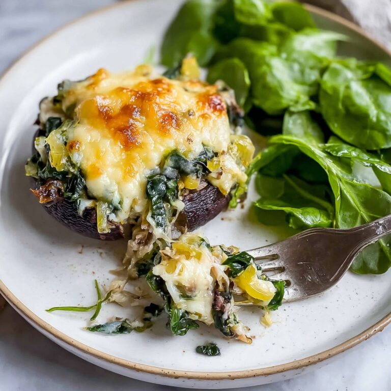 Stuffed Portobello Mushrooms with Spinach, Leeks, and Mozzarella Recipe