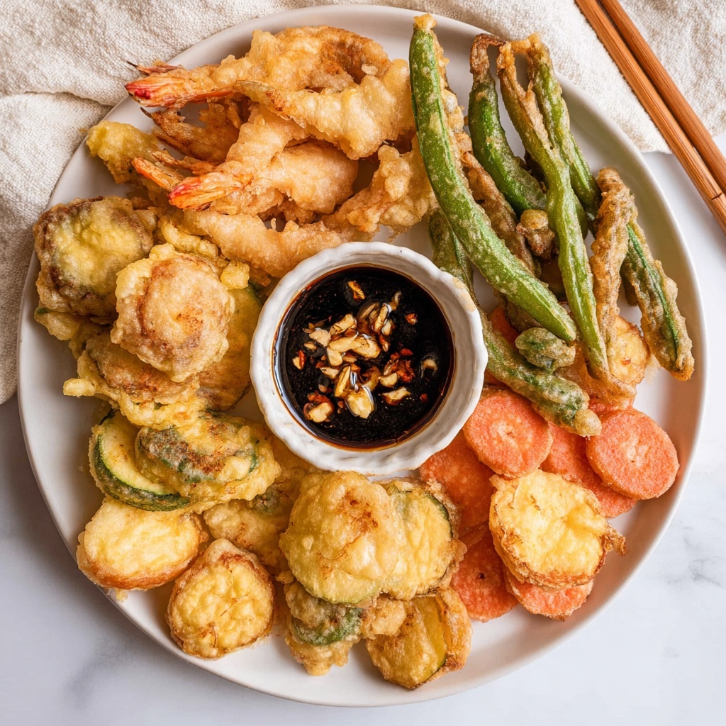 Vegetable Tempura with Ginger Garlic Soy Dipping Sauce Recipe - Recipe Image