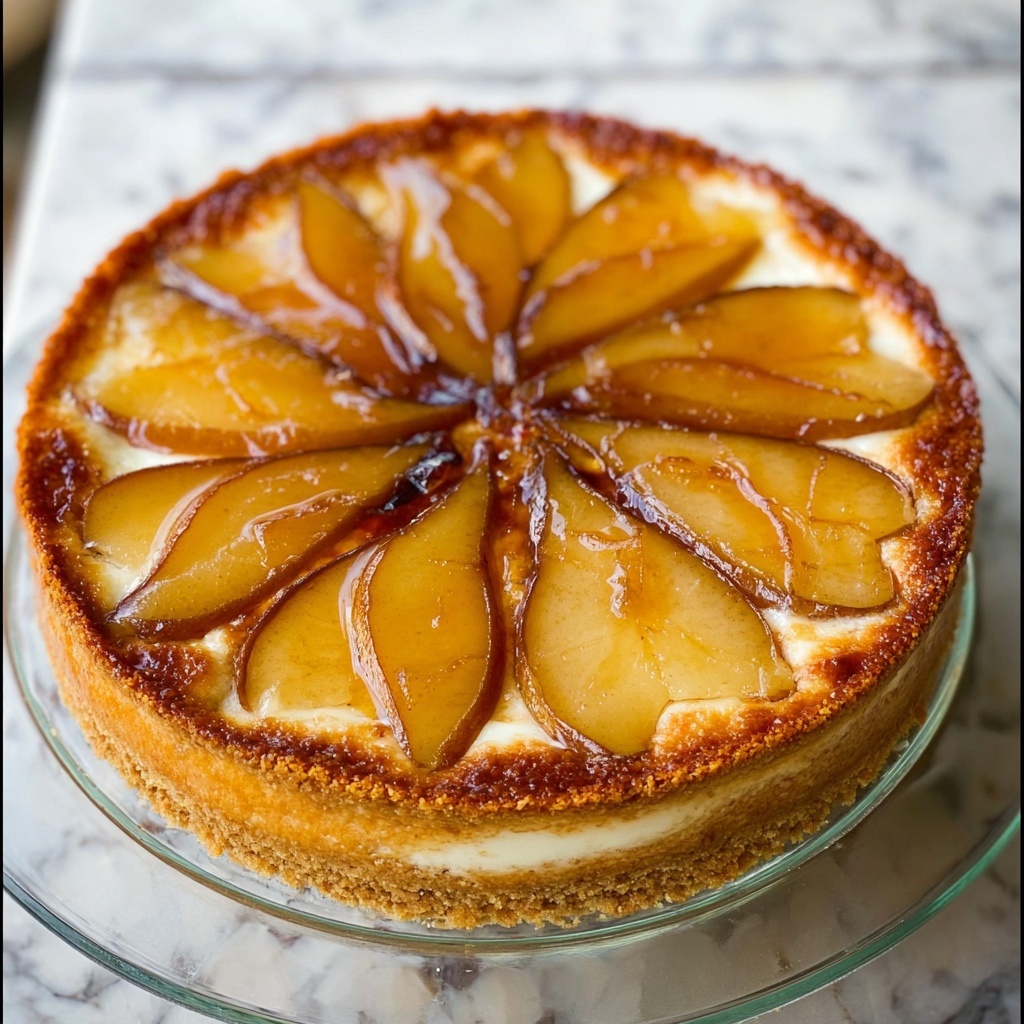 Maple Cheesecake with Roasted Pears Recipe - Recipe Image