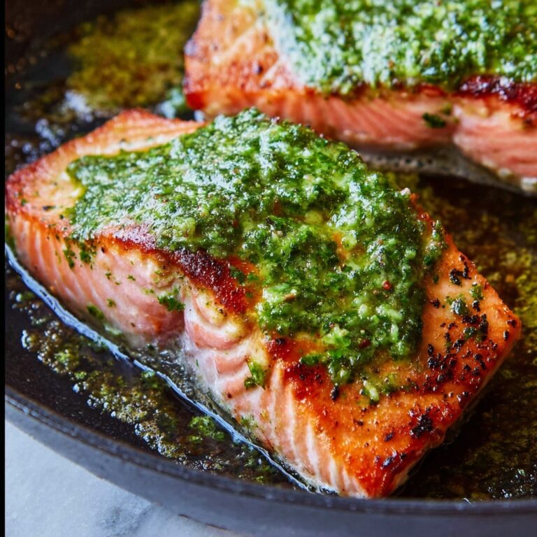 20 Minute Pan-Seared Salmon with Arugula Pesto Recipe
