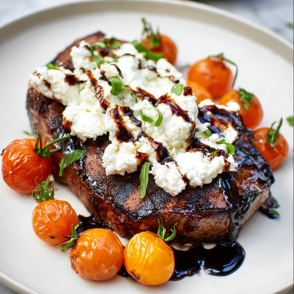 Goat Cheese Steak with Balsamic Glaze Recipe - Recipe Image