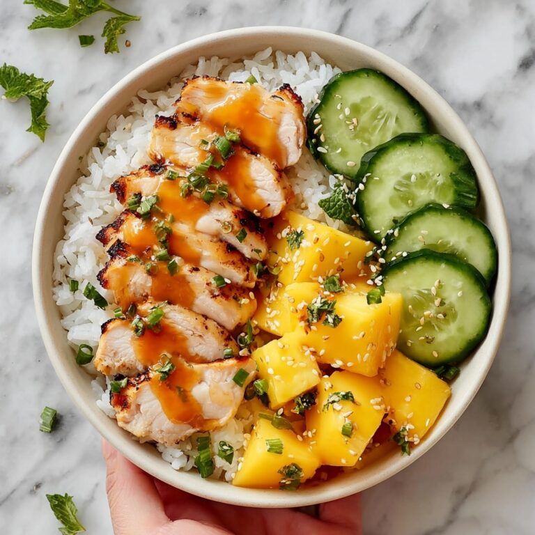 Chili Crisp Chicken Mango Cucumber Rice Bowl Recipe