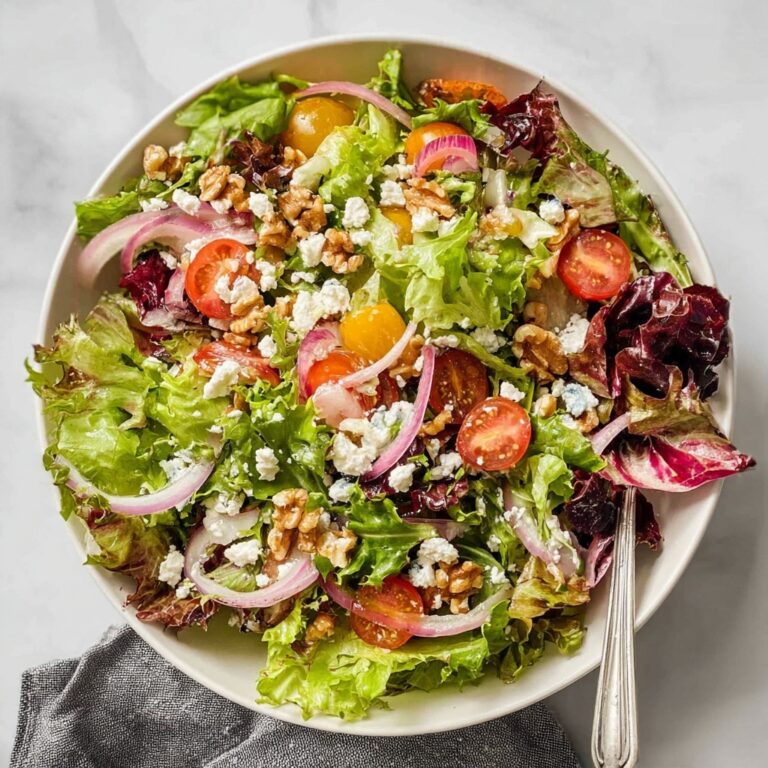 Spring Mix Salad with Feta, Walnuts, and Red Wine Vinaigrette Recipe