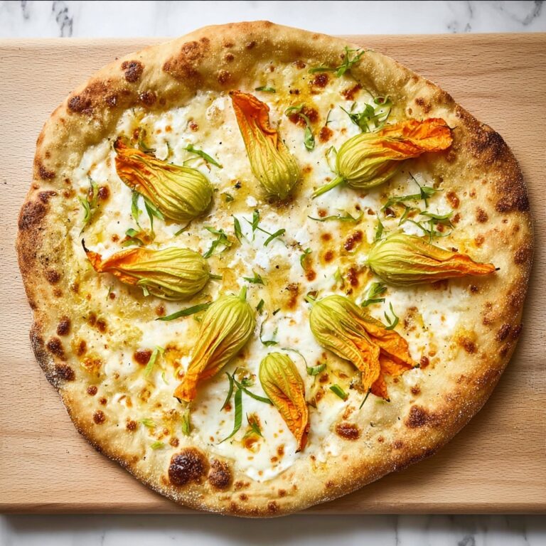 Zucchini Flower Pizza with Goat Cheese and Fresh Basil Recipe