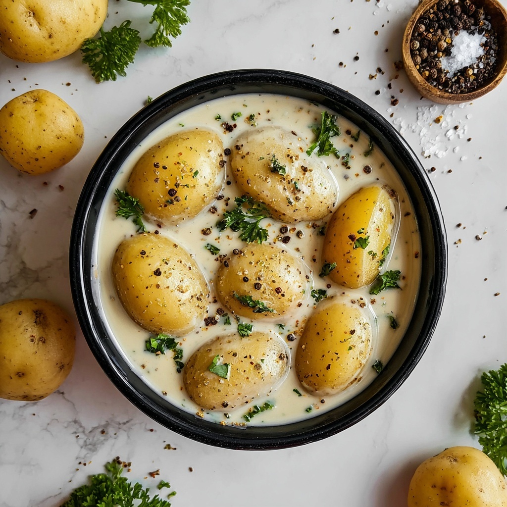 Creamy Garlic Sauce Baby Potatoes Recipe - Recipe Image