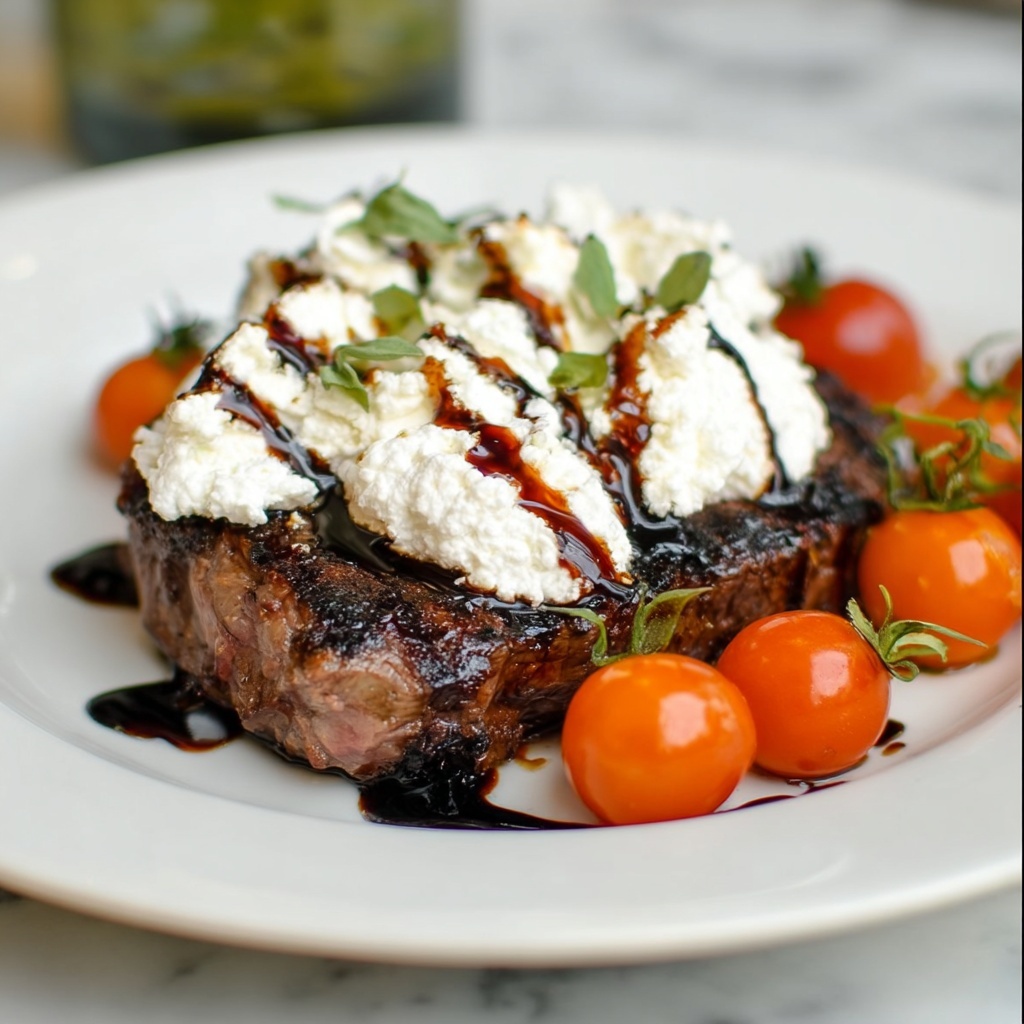 Goat Cheese Steak with Balsamic Glaze Recipe - Recipe Image