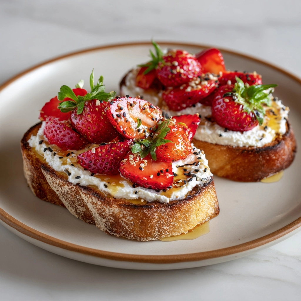 Roasted Strawberry Whipped Ricotta Toast Recipe - Recipe Image