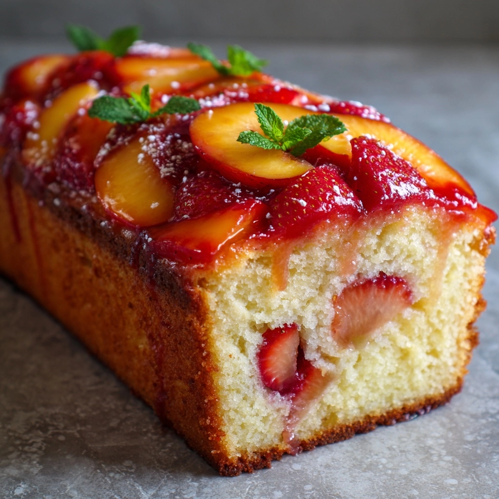 Refreshing Strawberry Peach Loaf Cake Recipe - Recipe Image