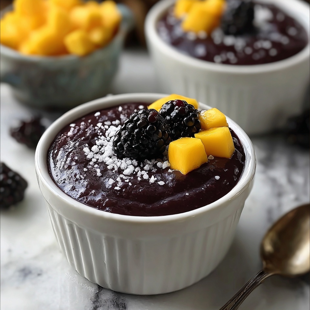 Thai Black Sticky Rice Pudding with Coconut and Mango Recipe - Recipe Image
