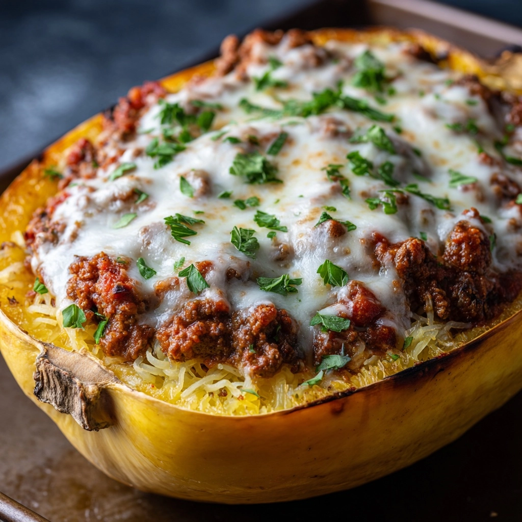 Cheesy Sausage-Stuffed Spaghetti Squash Recipe - Recipe Image