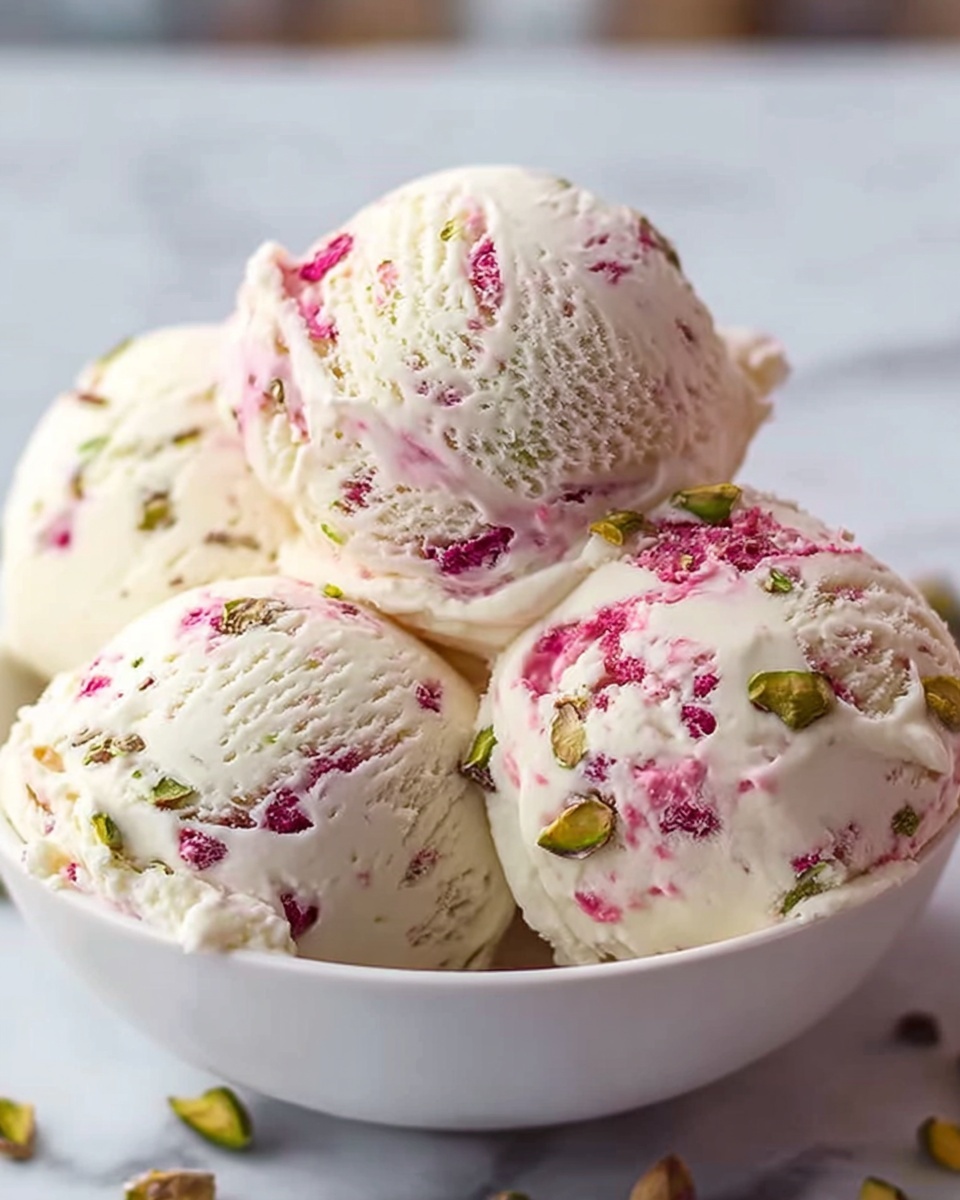 Rose Pistachio Cheesecake Ice Cream Recipe - Recipe Image