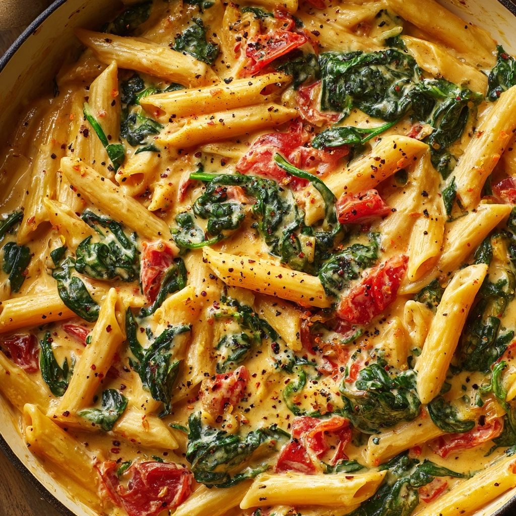 Delicious Spinach Tomato Pasta Recipe - Recipe Image