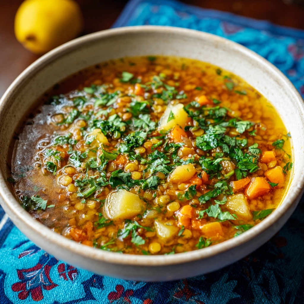 Lentil and Bulgur Soup with Lemon and Parsley Recipe - Recipe Image