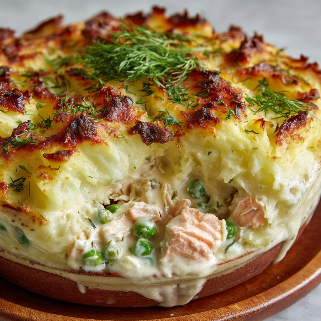 Creamy British Fish Pie with Mashed Potatoes and Seafood Recipe - Recipe Image