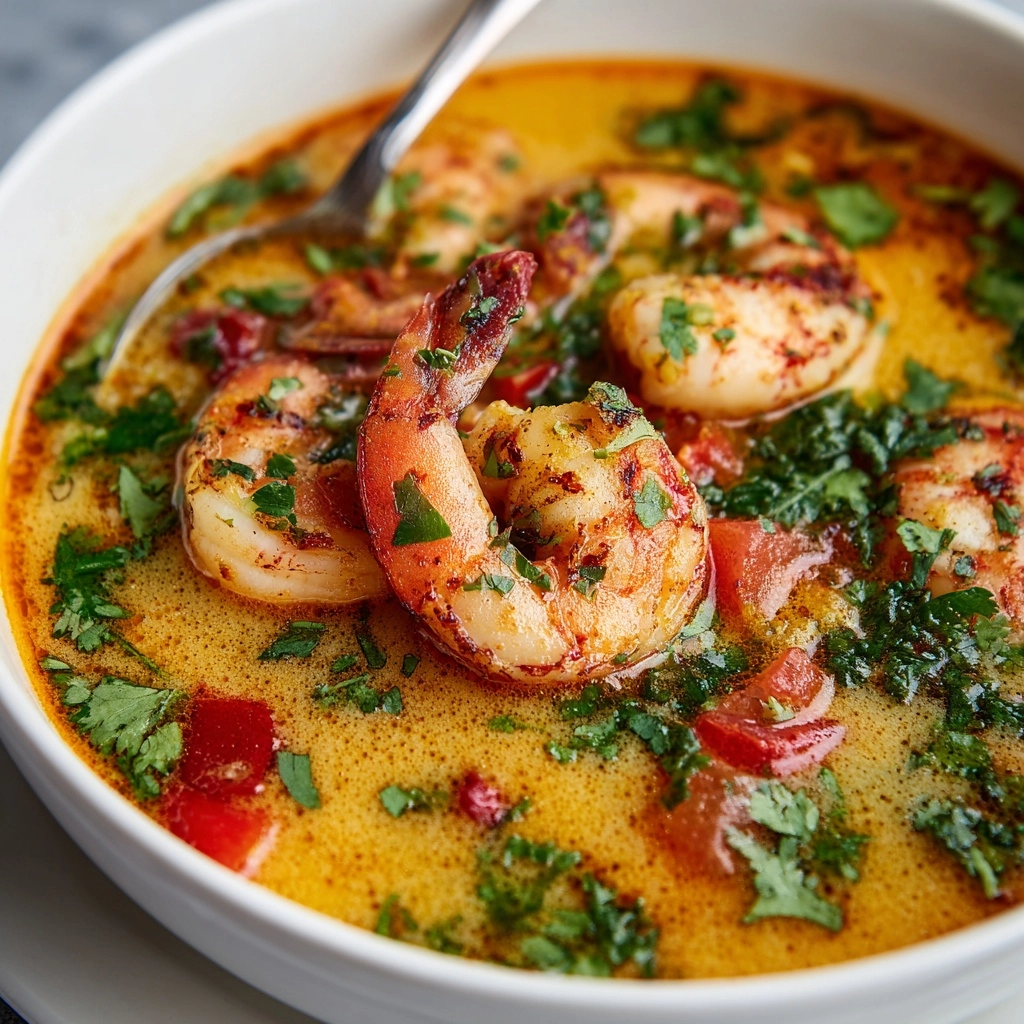Creamy Thai Shrimp Coconut Curry Soup Recipe - Recipe Image