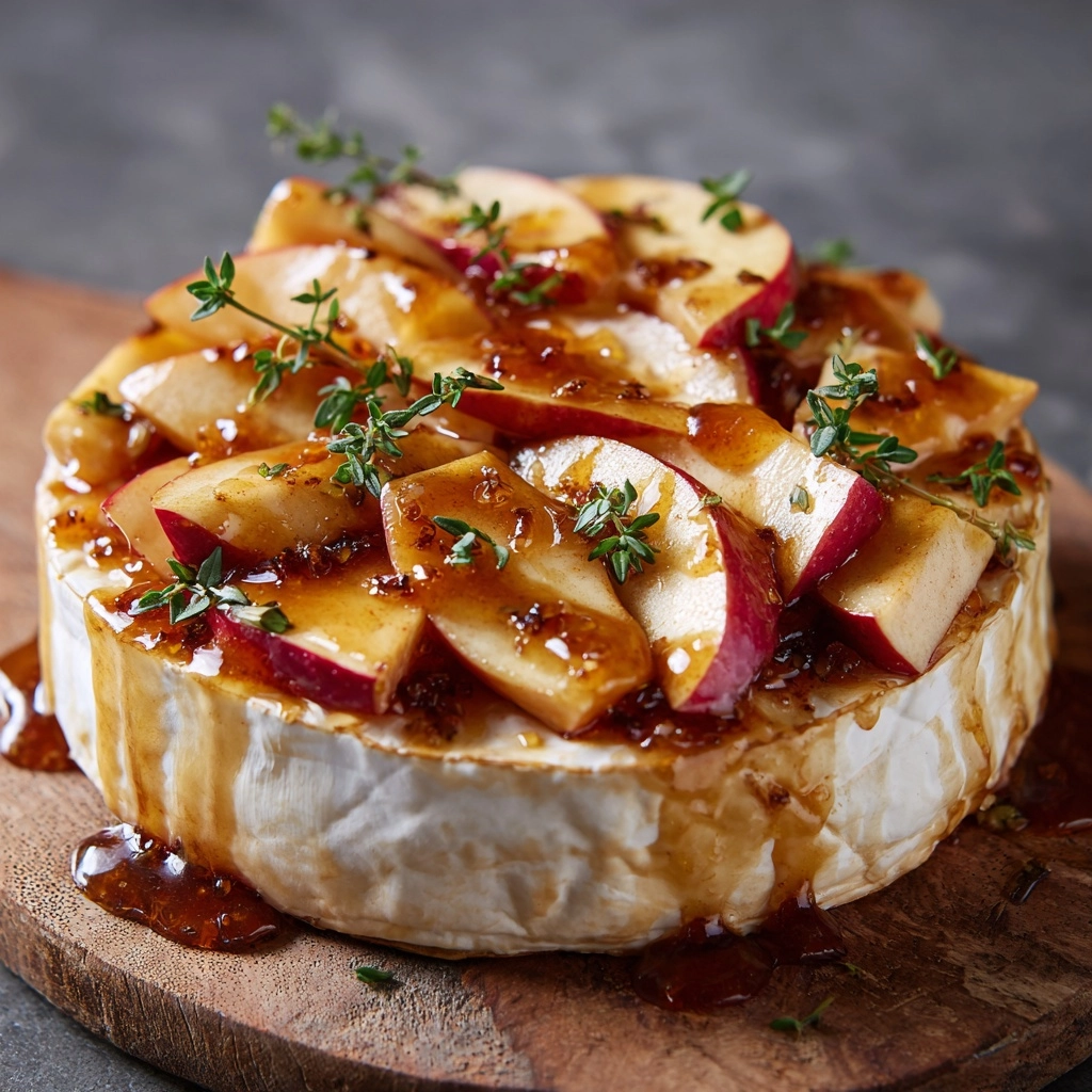 Golden Baked Brie with Caramelized Apples and Thyme Recipe - Recipe Image