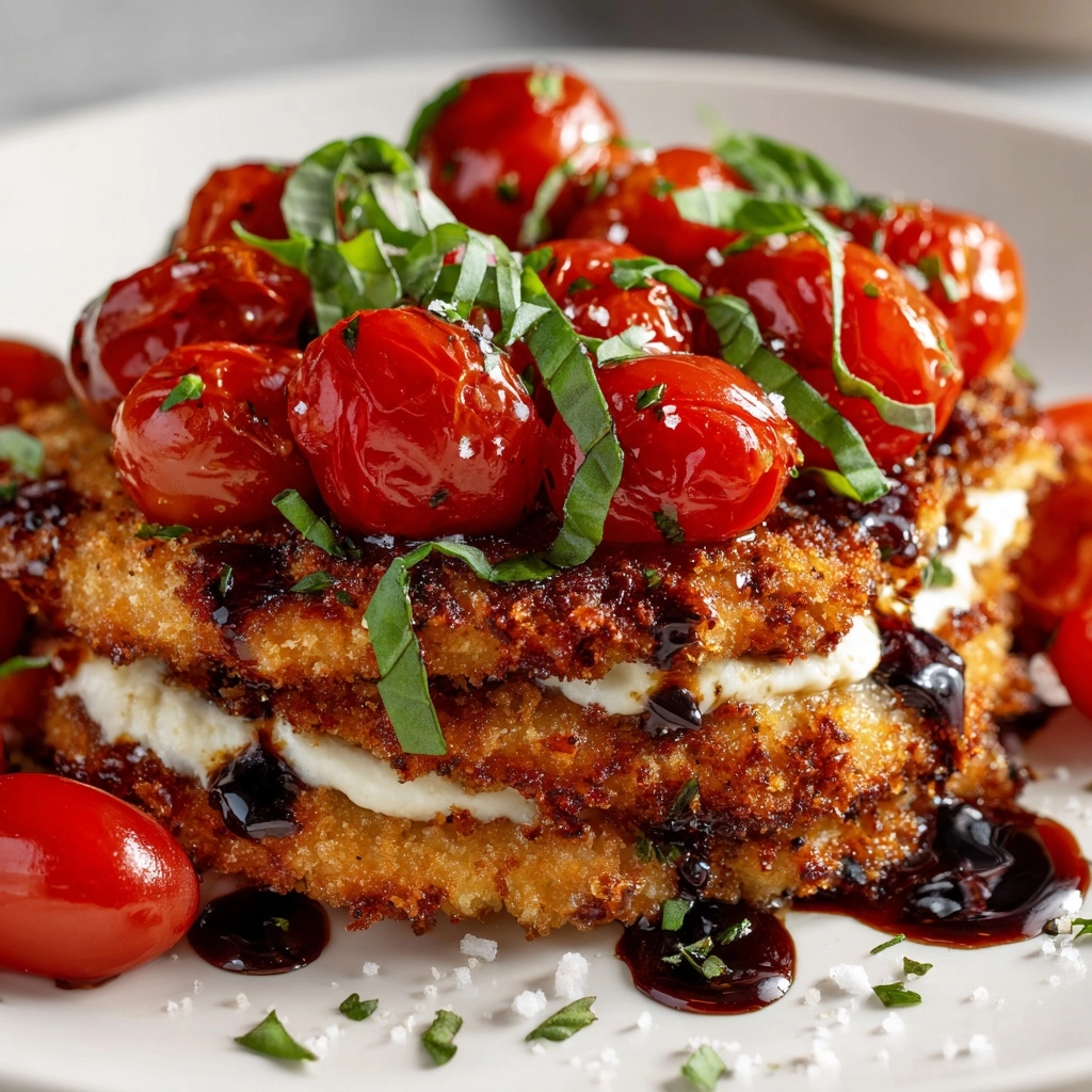 Italian Basil Chicken Cutlets with Tomato and Burrata Topping Recipe - Recipe Image